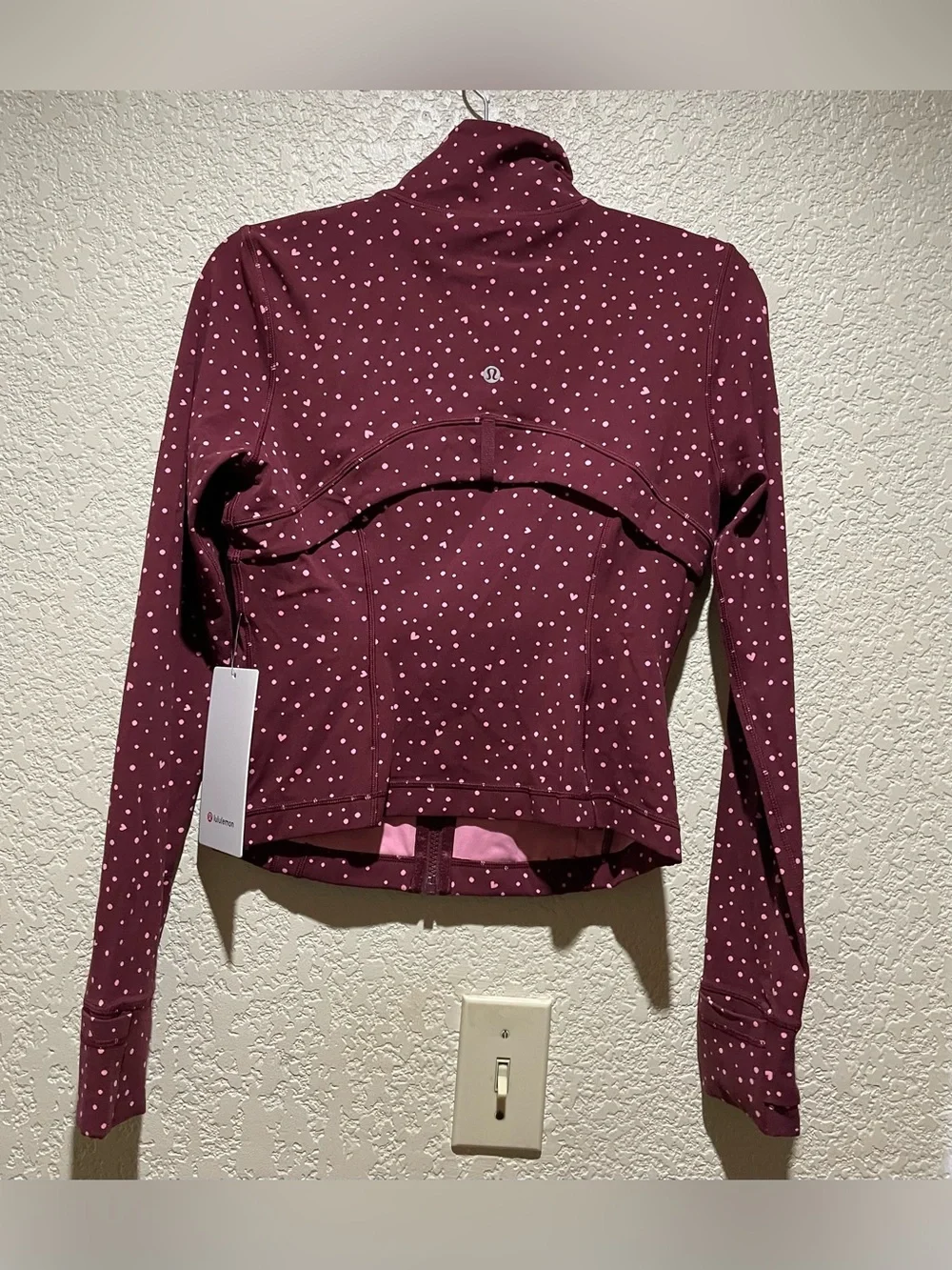Lululemon NWT Define Cropped Nulu Fill Zip Jacket Heart Scatter Dot Print Size 4